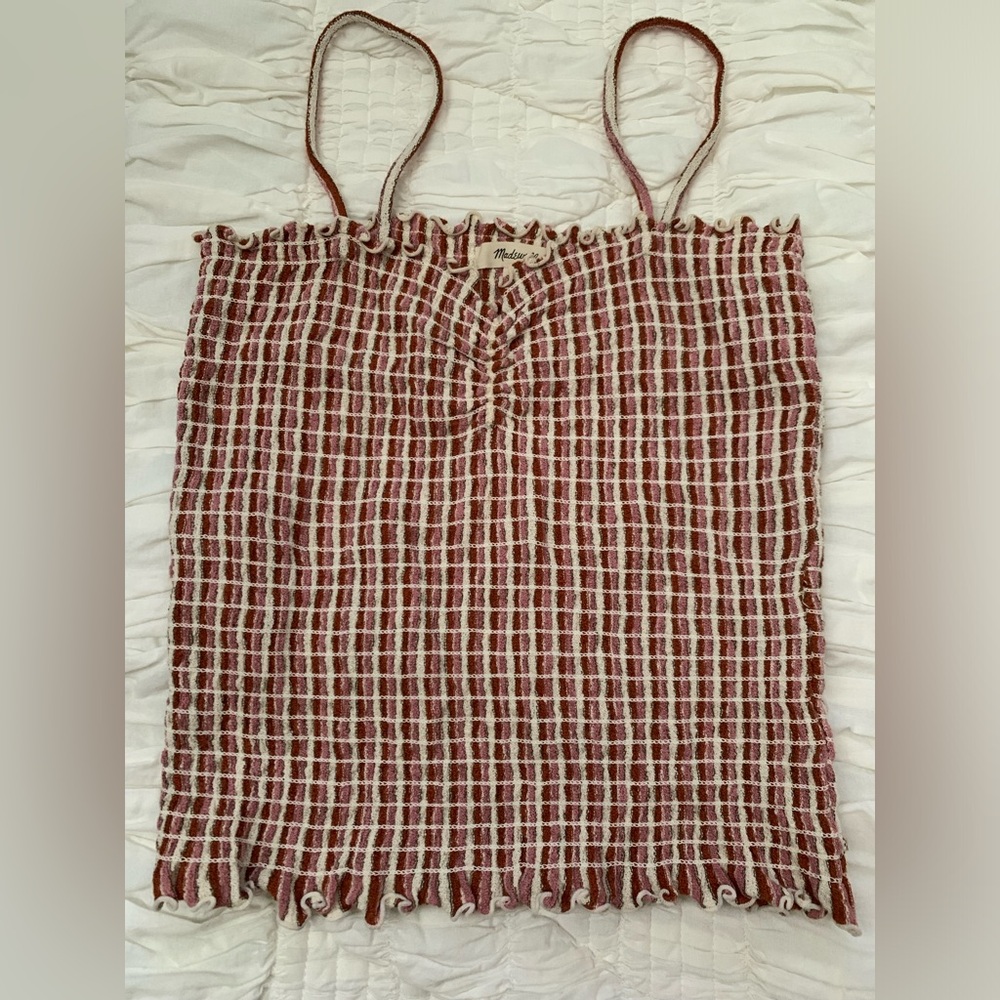 Madewell Jacquard Smocked Tank Top